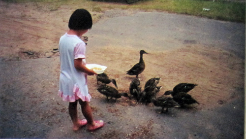 MKB feeding ducks at Fishtrap Lake